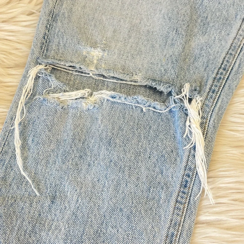 Agolde Riley High Rise Straight Crop jeans light blue distressed size 27 - Picture 7 of 12